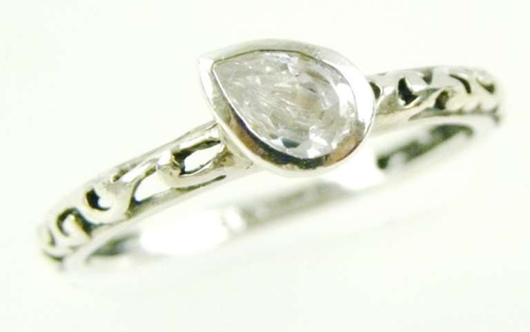 Silpada Sterling Synthetic Polki Diamond Ring, Size 8