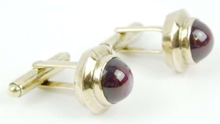Beautiful Unisex Genuine Ruby Cabochon Cuff Links