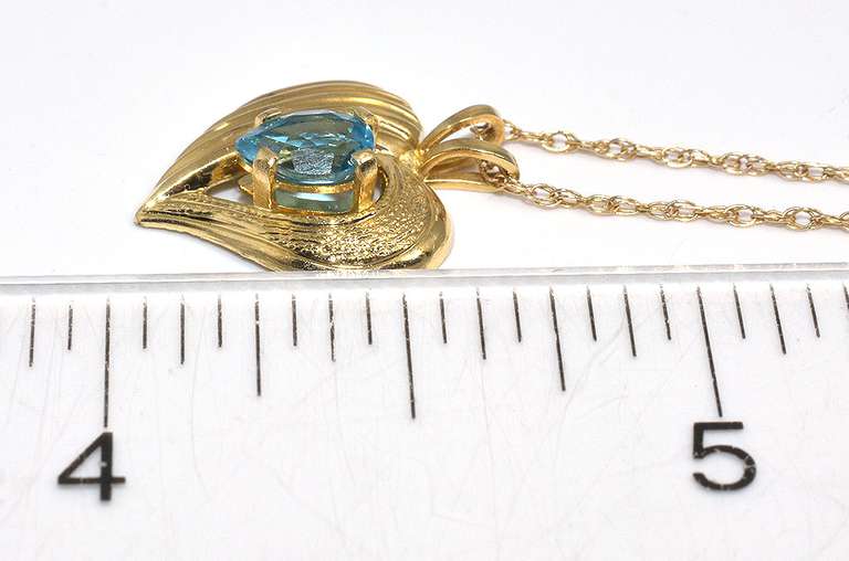 Elegant Topaz Heart Pendant & Chain, 14KT