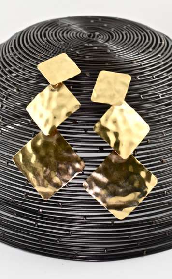 Wonderful 14K Hammered Gold Dangle Earrings
