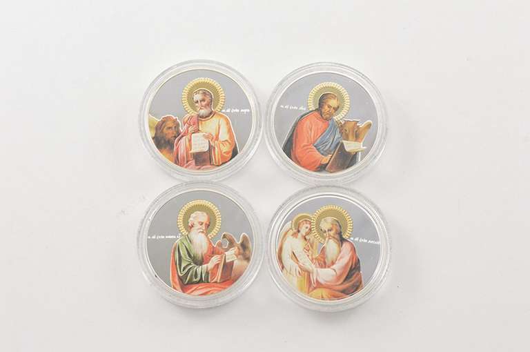 2011 Niue $2 Evangelists 1 Oz Silver PF Gold Plating 4 Coin Set Box