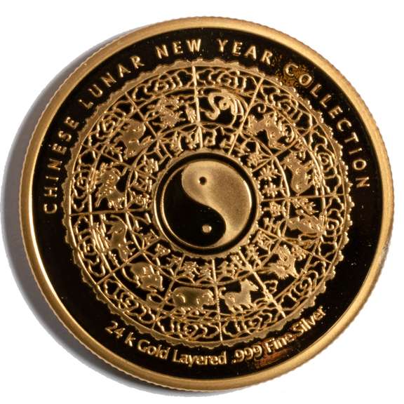 2012 Color7 24 K On Top Of 1 Troy Ounce Silver Lunar Rooster Proof