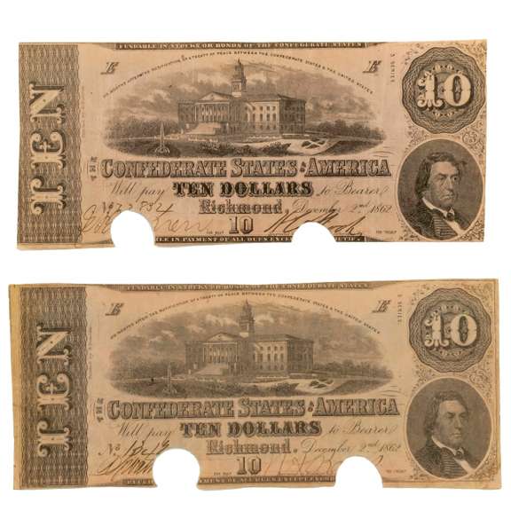 2 December 2 1862 $ 10 Cancelled CSA Notes