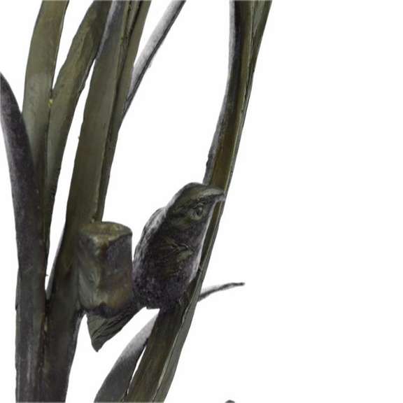 Bird Marshland Bronze Sculpture on Marble Base Statue