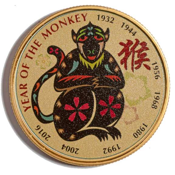 2016 24 K On Top Of 1 Troy Ounce Silver Lunar Monkey Proof