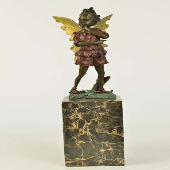 Angel Fairy Red Patins Bronze Statue