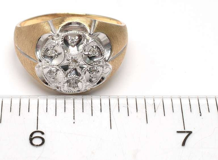 Mens Two Tone Gold Ring with Diamond Accents