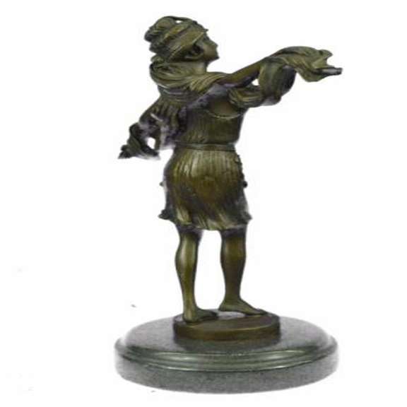 Dancer Bronze Sculpture on Marble Base Figurine