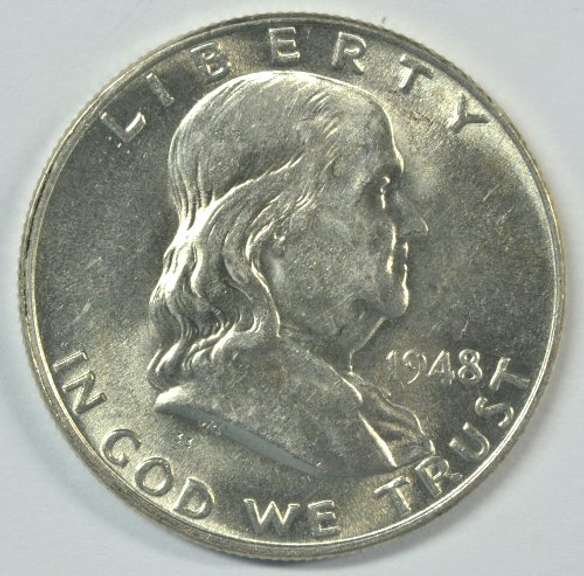 Choice BU 1948-P Franklin Half Dollar. FBL