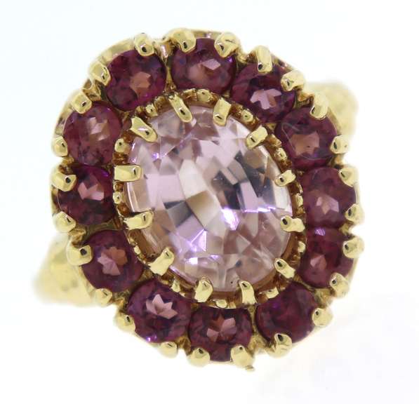 Stunning Kunzite with Topaz Halo Ring