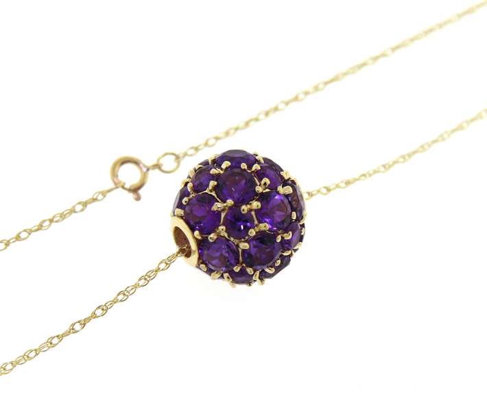 Powerful Yellow Gold Amethyst Ball Pendant