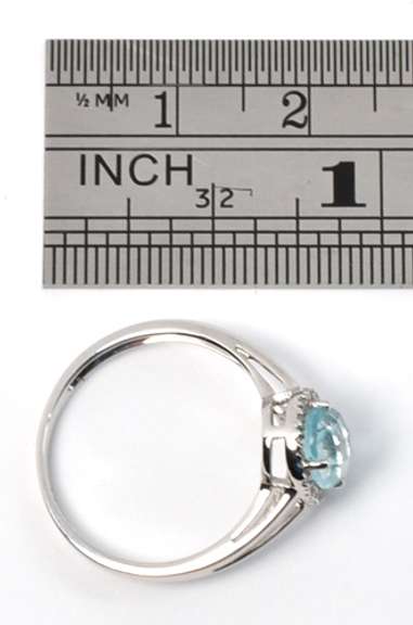 Lovely Blue Topaz & Diamond Ring in 14K WG