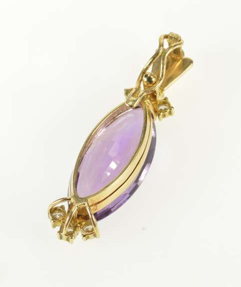14K Yellow Gold Amethyst Diamond Enhancer Statement Pendant