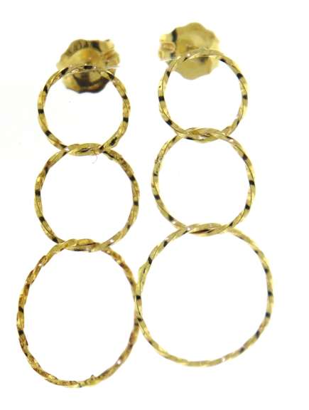 Cute Yellow Gold Circle Drop Earrings