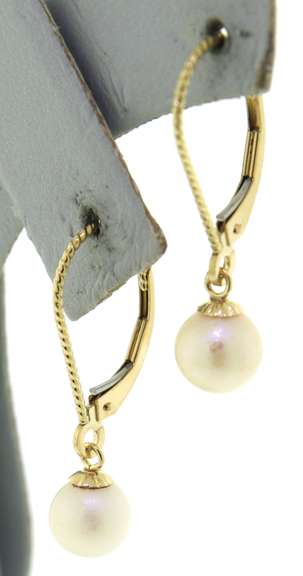 Chic 14kt YG Rope Pearl Drop Earrings