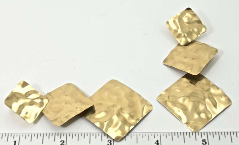 Wonderful 14K Hammered Gold Dangle Earrings