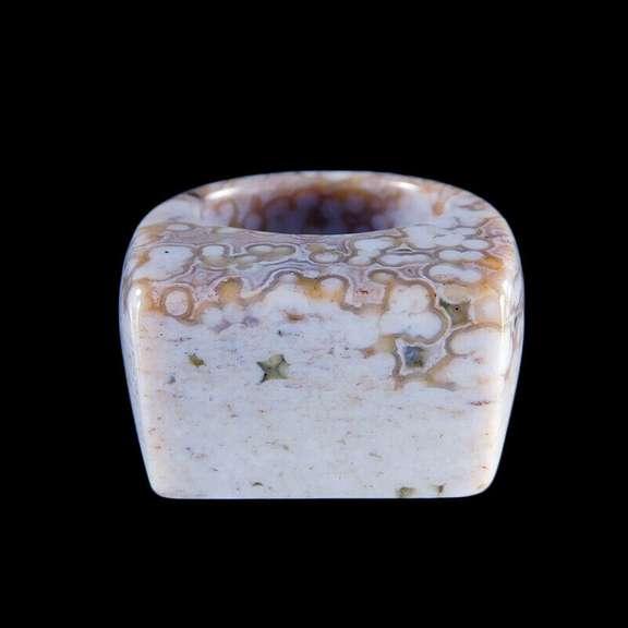 Amazing single stone carved Ocean Jasper ring