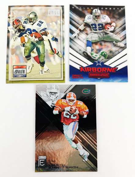 3 Emmitt Smith, Cowboys Football Cards