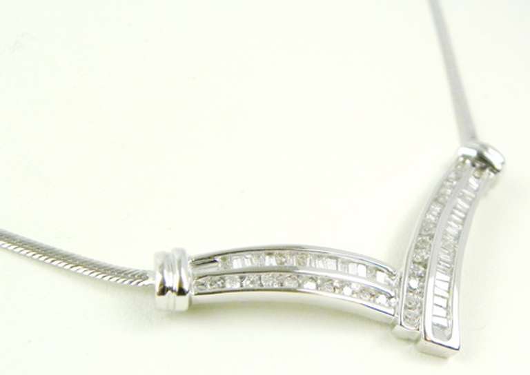 Beautiful 10K White Gold Diamond Necklace