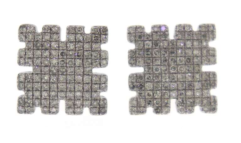 Pave Diamond Cut Out Edge Earrings