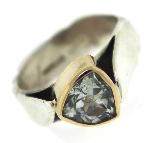Sterling Silver White Topaz Trillion Ring