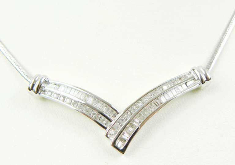 Beautiful 10K White Gold Diamond Necklace