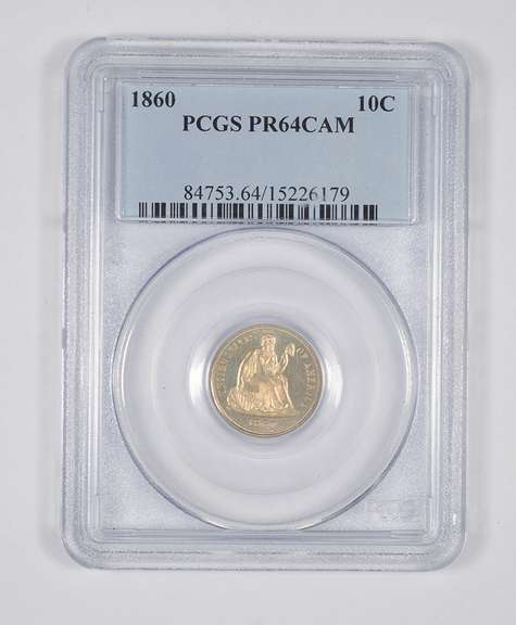 PR64 CAM 1860 Seated Liberty Dime - Graded PCGS
