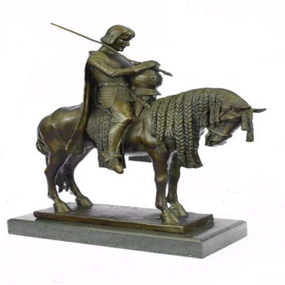 King Arthur on Horse with His Sword Bronze Sculpture