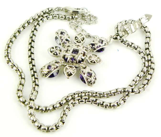 Ornate Cross with Brilliant Stones & Chain