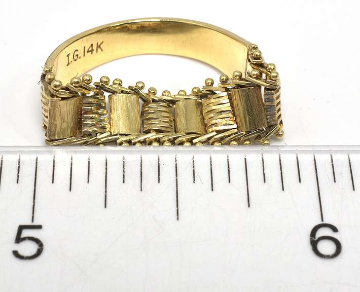 Unique Solid and Flex 14KT Yellow Gold Ring