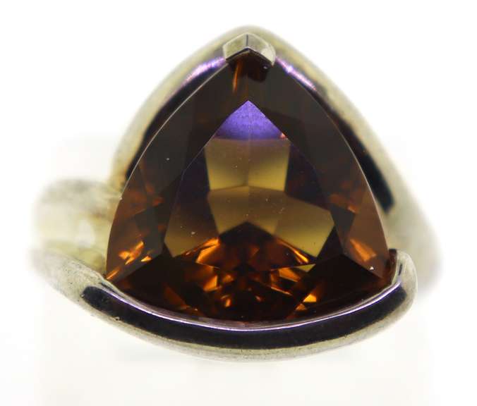 Sterling Silver Faceted Smokey Quartz Ring