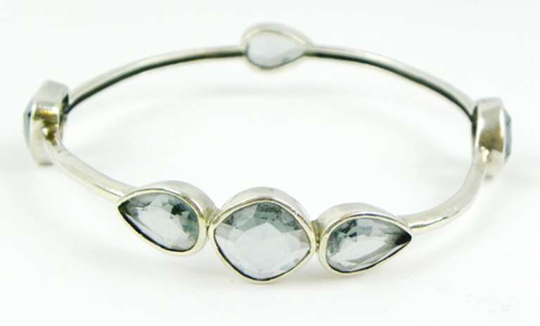 Silpada Sterling Bangle of Steel Blue Stones