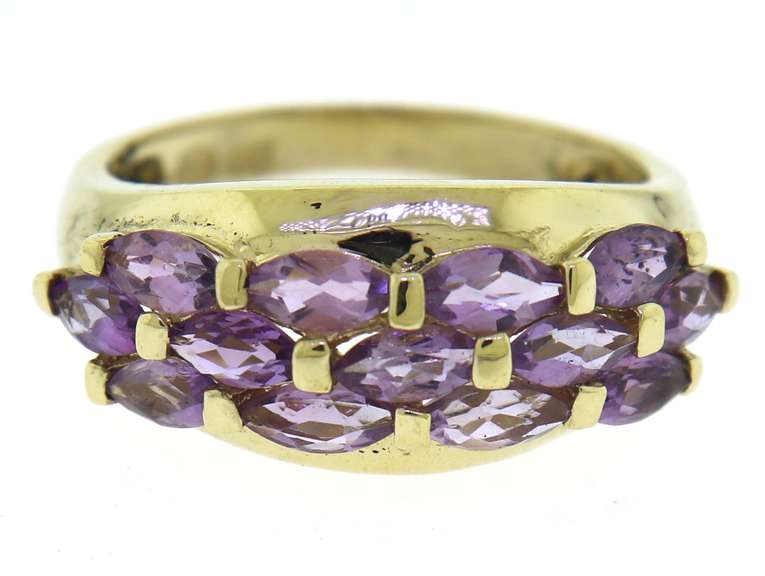 Dreamy Amethyst 3 Row Bar Channel Ring