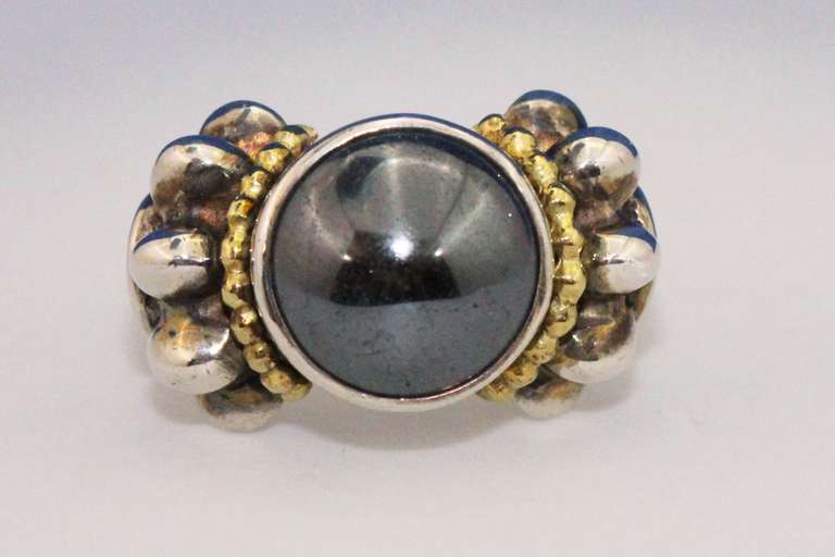 Shiny Hematite in Sterling Ring