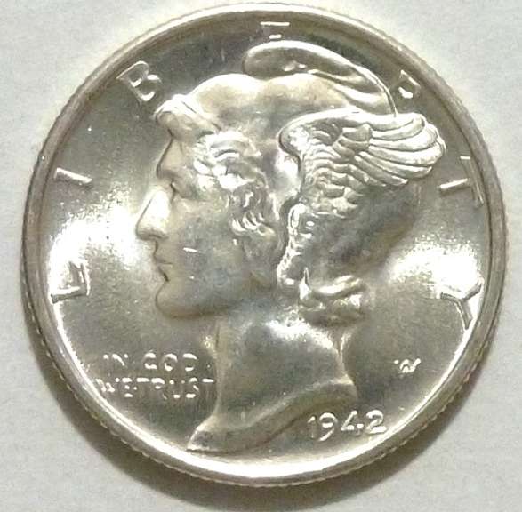 Exceptional BU 1942 S Mercury Dime W/ FSB Tough Date!!
