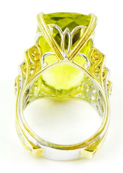 Amazing Huge Limon Quartz Sterling Ring, Size 9