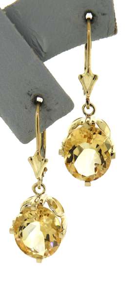 Flashy Yellow Gold Citrine Dangle Earrings