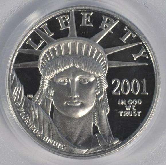 Cameo Gem Proof 2001-W $25 Pure Platinum Eagle. Box/COA