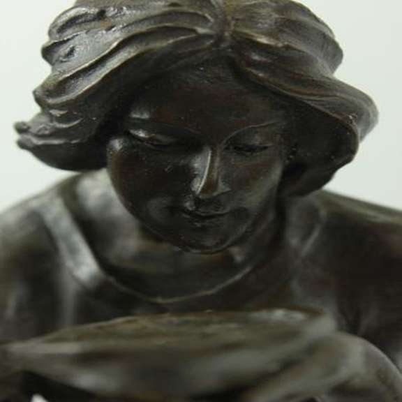 Fashion Woman Drinking Bronze Statue