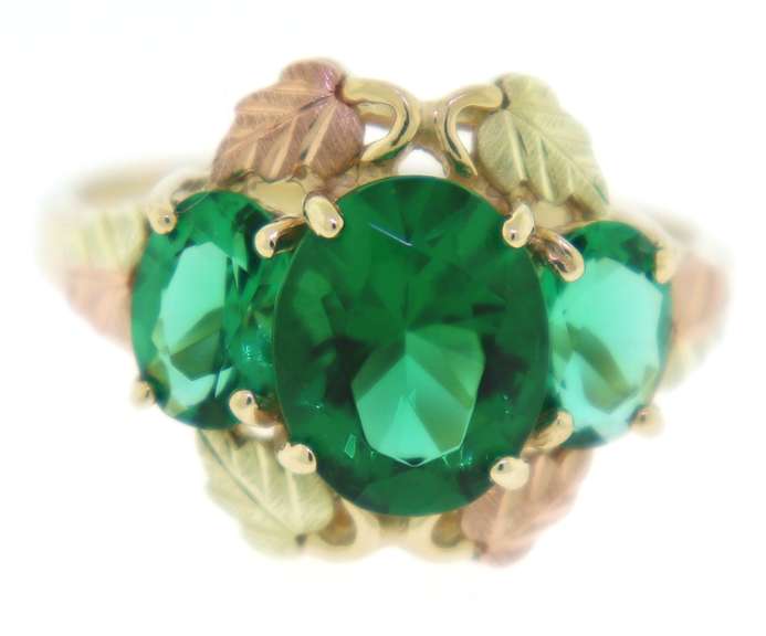 Fancy Green CZ Black Hills Gold Ring