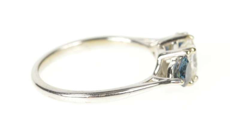 14K White Gold 1.72 Ctw Brilliant Diamond Sapphire Engagement Ring