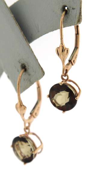 Stunning Smokey Quartz Lever Back Dangle Earrings