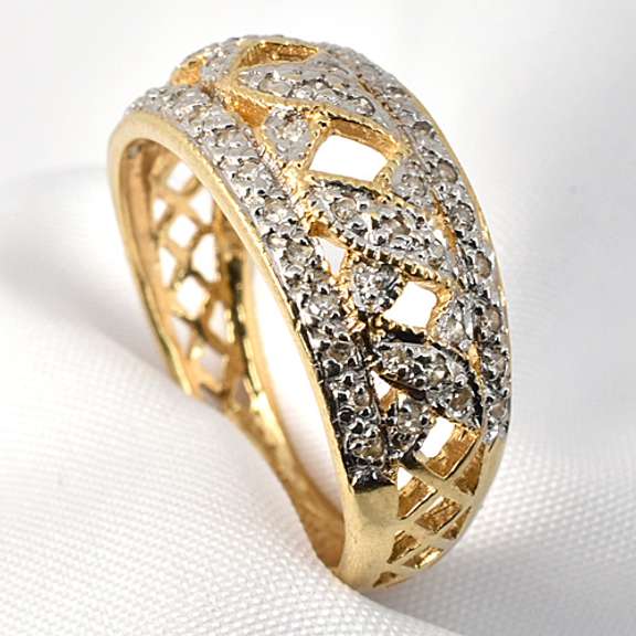 Fashionable Pierced Diamond Dome Ring