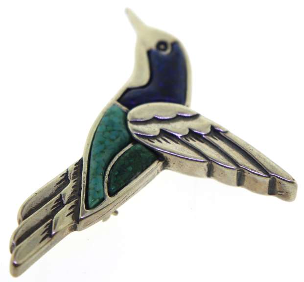 Sterling Silver Hummingbird Gemstone Pin