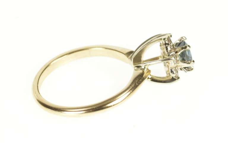 14K Yellow Gold 1.00 Ctw Sapphire Diamond Halo Engagement Ring