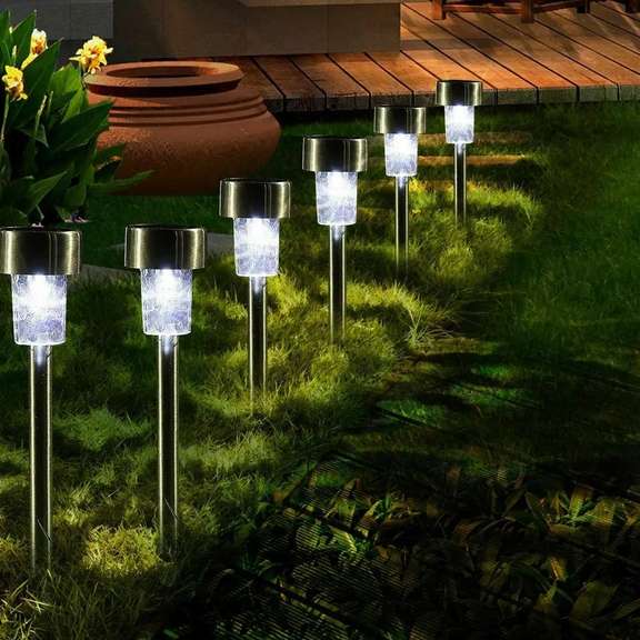16pcs LED Solar Stainless Steel Lawn Lamps