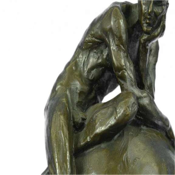 Nude Male Resting on Top of the World Bronze Sculpture