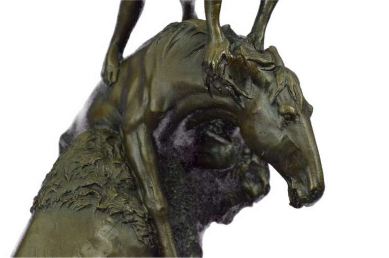 Buffalo and Horse Bronze Sculpture
