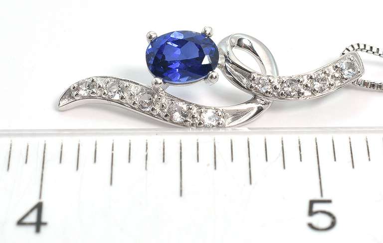 Dazzling Sapphire & Topaz Pendant & Chain in Sterling Silver