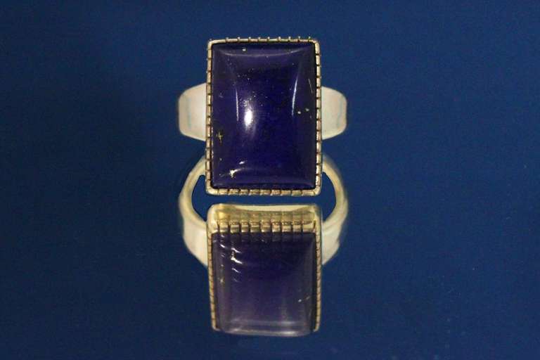 Bright Lapis in Artied Yellowhorse Ring